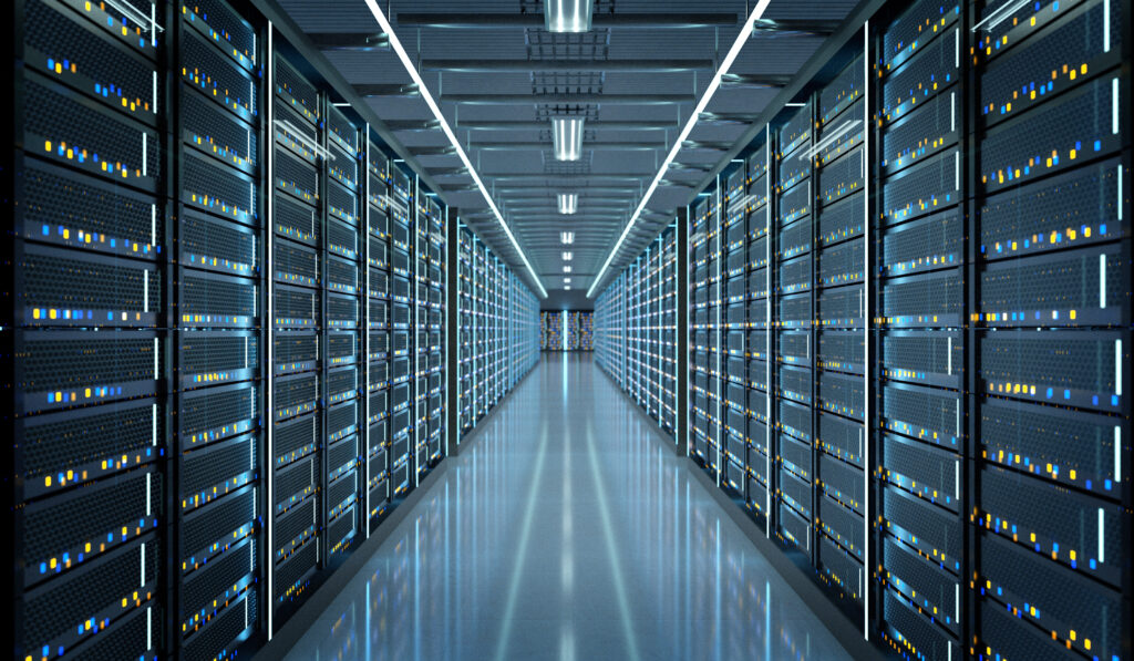 View of a Server room data center - 3d rendering