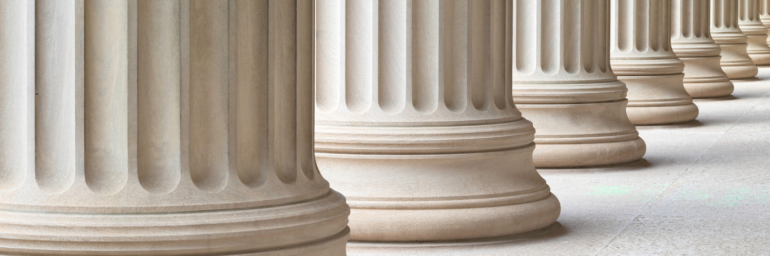 Pillars outside government building.